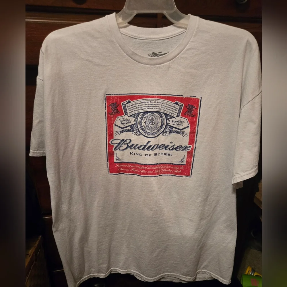 Vintage Budweiser White Graphic T-Shirt for Men - Picture 1 of 4